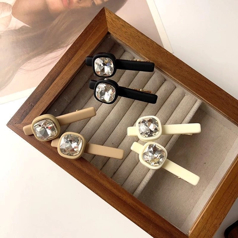 Pinzas para el Cabello Cuadradas Mate Elegantes para Mujer Vintage Cristal Pico de Pato Horquillas Accesorios Minimalistas