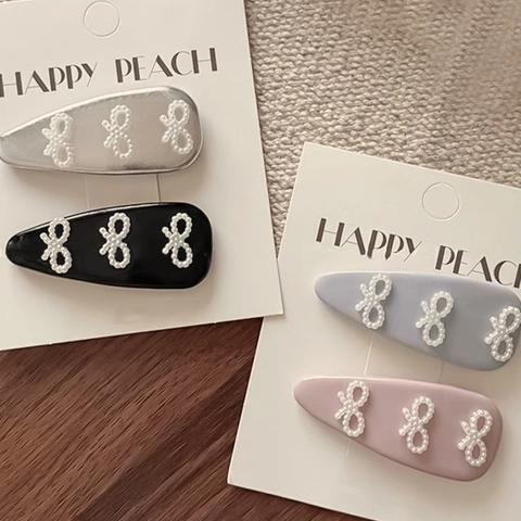 Fermaglio per Capelli con Fiocco in Finta Perla Artificial Stile Coreano Dolce Clip BB a Goccia in Lega Gioielli per Capelli da Donna Ragazze