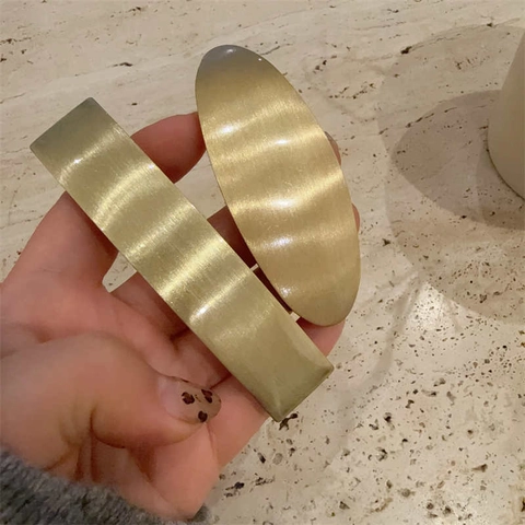 Minimalist Matte Gold Alloy Hair Clip Geometric Rectangular Oval Brushed Texture Commuting Women Hair Accessories