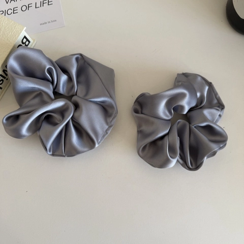 French Style Satin Scrunchie Large Elastic Hair Tie Simple Solid Color Hair Band For Women Elegant Ponytail Accessories