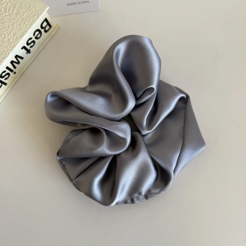 French Style Satin Scrunchie Large Elastic Hair Tie Simple Solid Color Hair Band For Women Elegant Ponytail Accessories
