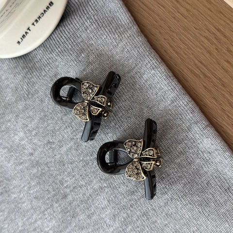 Französische Retro Mini Schleife Haarklammer Mit Strasssteinen Elegant Minimalistisch Kleine Kunststoff Legierung Haarschmuck Damen