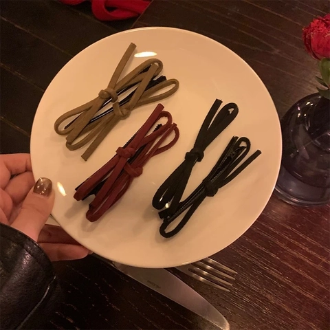 Vintage Faux Cashmere Bow Hair Clips For Women Elegant Suede Like Fabric Bow Duckbill Clip Side Daily Hairpin Jewelry