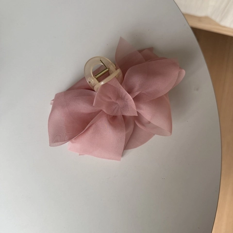 French Style Elegant Large Chiffon Bow Hair Claw Clip For Women Soft Organza Fabric Oversized Shark Clip Handmade Hair Accessories