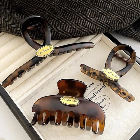 Pinza per Capelli Retrò Tartarugata in Lega Fatta a Mano Clip a Squalo Elegante Accessorio per Capelli Donna Minimalista
