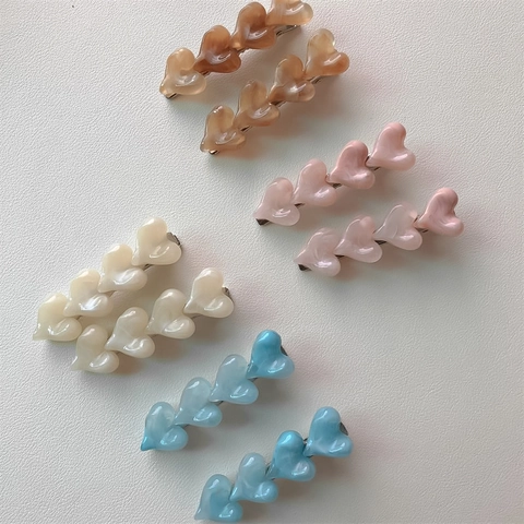 Korean Style Heart Shaped Jelly Acrylic Hair Clip Sweet Resin Hair Barrettes Metal Duckbill Side Clip Women Hair Accessory