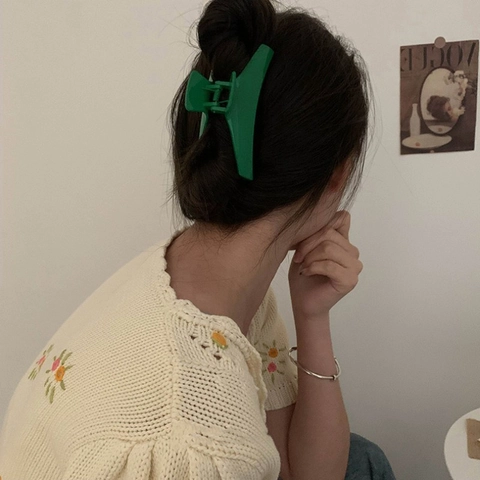 Vintage Green Hair Accessories Resin Hair Claw Clips Artificial Pearl Decorative Hairpins Spiral Elastic Hair Rings For Women Jewelry