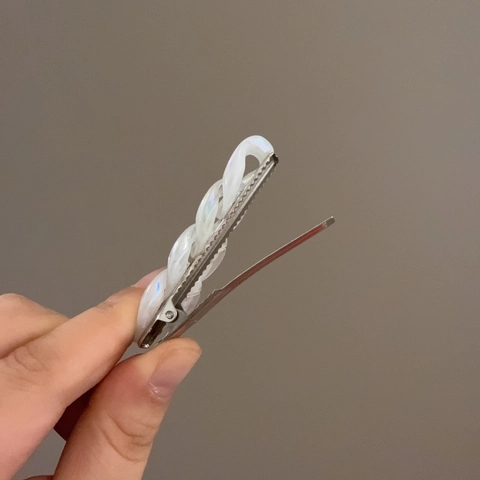 Fermaglio per Capelli Retro Coreano in Acrilico Catena Torsione Clip a Becco d'Anatra Geometrico Accessorio Donna