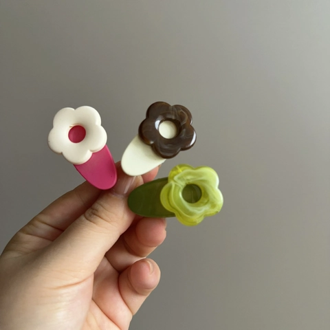Korean Style Resin Acetate Flower Hair Clips Sweet Floral Side Clip Accessories For Women Girls Daily Use