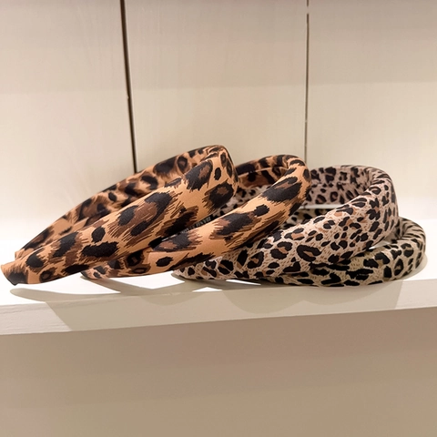 Cerchietto Per Capelli Imbottito In Spugna Con Stampa Leopardata Vintage Per Donna Stile Coreano Fascia In Tessuto Larga Accessori
