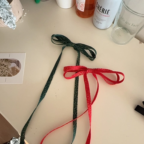 Fermaglio per Capelli a Fiocco in Stile Balletto per Donna Accessori per Capelli Fata Rosso Verde Natalizio Dolce Coda di Cavallo