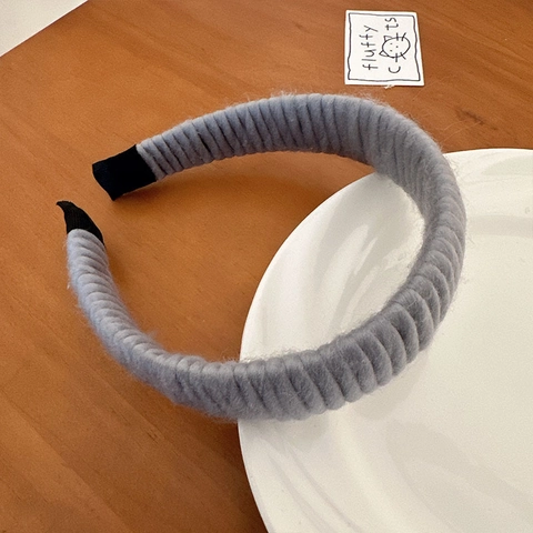 Diadema de Esponja de Punto a Rayas de Color Sólido Vintage Estilo Coreano Banda para el Cabello Gruesa Elegante Accesorios Mujer