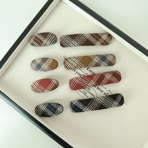Fermagli per Capelli in Tessuto Plaid Vintage Geometrici Ovali Rettangolari Clip BB Motivo Tartan per Donna Accessori Capelli Retro