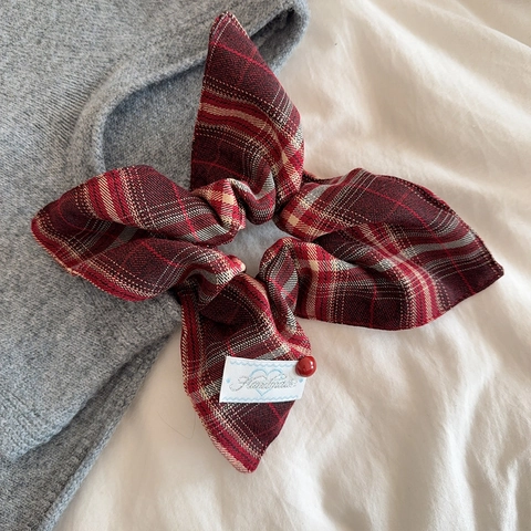Accessori per Capelli in Tartan a Quadri Rossi per Donna Fiocco di Natale Scrunchie e Fascia Imbottita Larga Stile Preppy