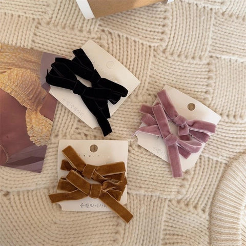 Fermagli per Capelli con Fiocco in Velluto Vintage per Donna Clip a Coccodrillo Dolci Clip per Frangia Laterale Autunno Inverno