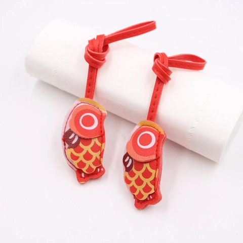 Ciondolo per Borsa in Pelle di Pesce Koi Rosso Tradizionale in Stile Giapponese Portachiavi in Pelle PU per Decorazione Auto Borsa