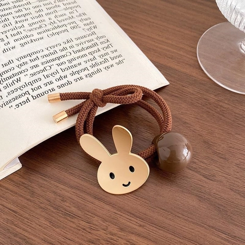 Koreaanse Minimalistische Beer Lachend Gezicht Elastische Haarelastiekjes Voor Vrouwen Meisjes Koffie Gevlochten Haarband