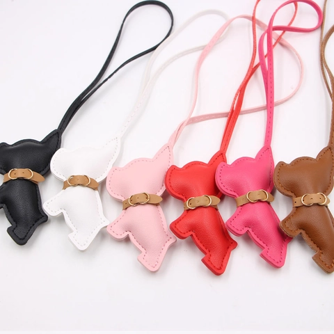 Simpatico Ciondolo per Borsa Bulldog Francese in Pelle PU Ciondolo Cane Animale Portachiavi per Accessori Borsa Donna