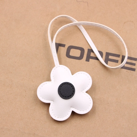 Ciondolo da Borsa in Pelle Artificiale a Forma di Fiore per Donna Ragazze Portachiavi in Pelle Decorazione per Borsa Accessori