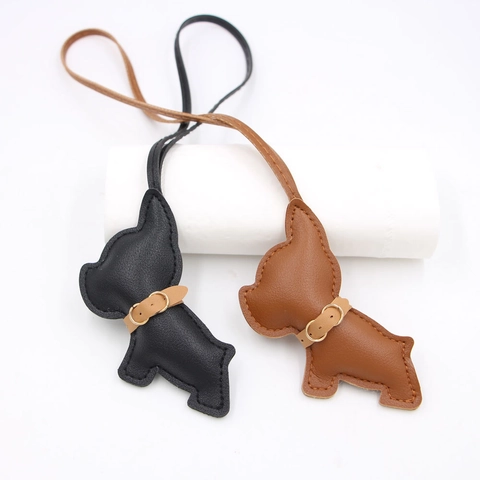 Simpatico Ciondolo per Borsa Bulldog Francese in Pelle PU Ciondolo Cane Animale Portachiavi per Accessori Borsa Donna