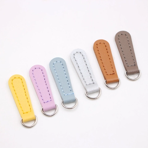 Tiretto per Cerniera in Pelle PU Minimalista Con Anello a D in Metallo per Sostituzione Borsa Abbigliamento Pendente Custodia DIY