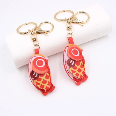 Ciondolo per Borsa in Pelle di Pesce Koi Rosso Tradizionale in Stile Giapponese Portachiavi in Pelle PU per Decorazione Auto Borsa
