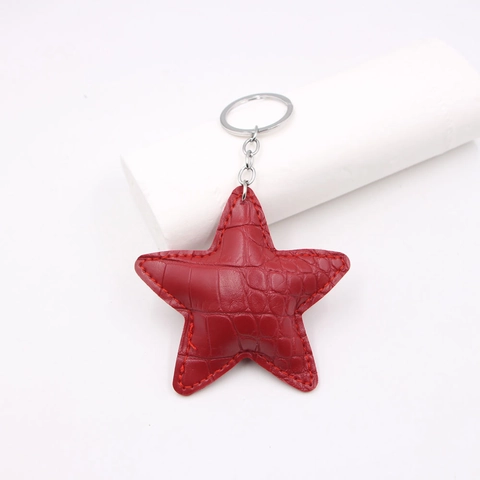 Krokodilmuster PU Leder Stern Schlüsselanhänger 3D Gepolstert Pentagramm Tasche Charm Auto Schlüsselring Damen Mode Zubehör