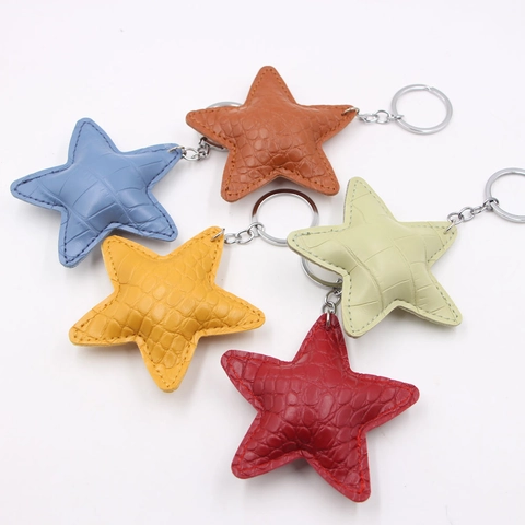 Krokodilmuster PU Leder Stern Schlüsselanhänger 3D Gepolstert Pentagramm Tasche Charm Auto Schlüsselring Damen Mode Zubehör