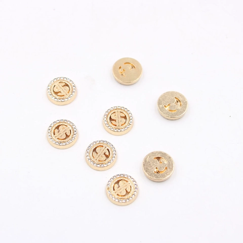 Goud Legering Ronde Dollarteken Bedeltjes Met Strass Voor DIY Sieraden Maken En Nagelkunst Knutselbenodigdheden