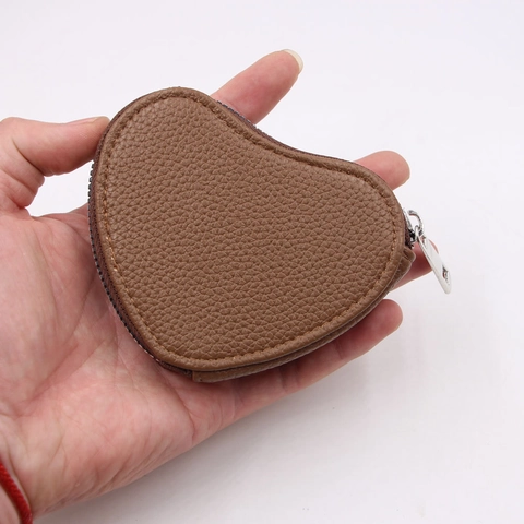 Lindo Monedero Pequeño en Forma de Corazón de Cuero PU para Mujer Diseño de Nicho Patrón de Lichi Billetera con Cremallera Colgante de Bolso
