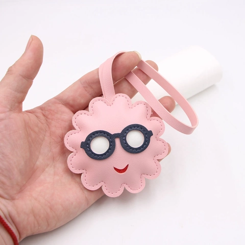 Simpatico Ciondolo per Borsa in Pelle PU a Forma di Girasole con Occhiali da Sole Etichetta per Bagaglio per Zaino e Borsa