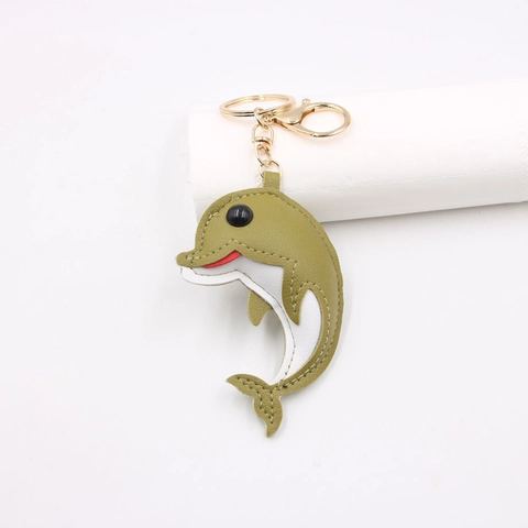 Kreativer Süßer Meerestier Delfin Leder Schlüsselanhänger High-End PU Leder Taschenanhänger Für Damen Paare Geschenk Zubehör