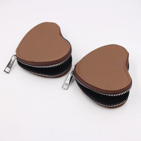 Lindo Monedero Pequeño en Forma de Corazón de Cuero PU para Mujer Diseño de Nicho Patrón de Lichi Billetera con Cremallera Colgante de Bolso