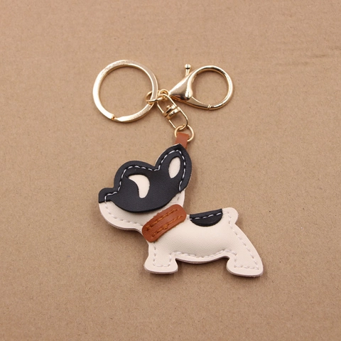 Llavero de Cuero de Bulldog Francés Colgante de Bolso Encanto de Perro de PU Hecho a Mano para Bolsos Regalo Unisex