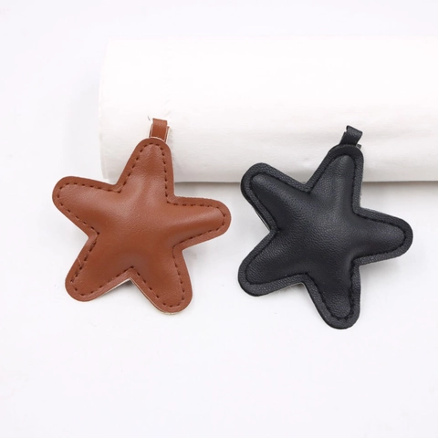 DIY 3D Padded Star Artificial Leather Bag Charm Pendant Clothing Lanyard Accessories Stitched Star Shape Decor