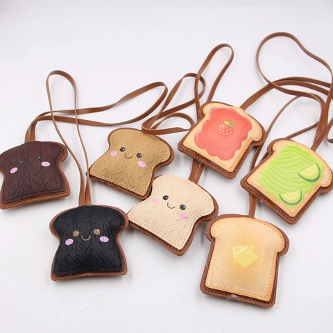 Ciondolo per Borsa in Pelle PU a Forma di Pane Tostato Creativo con Cordino per Zaino Accessori per Borse Donna Regalo
