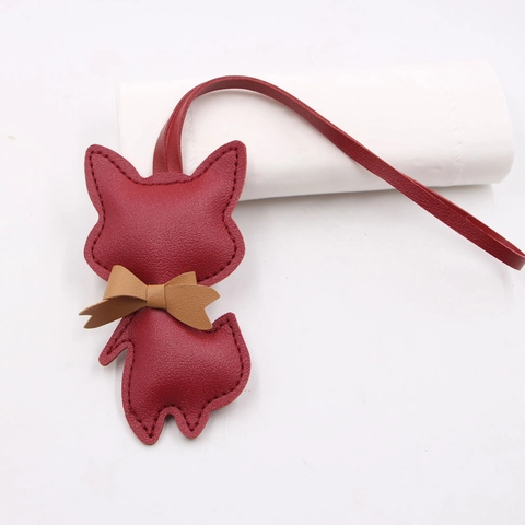 Lindo Colgante de Bolso de Cuero PU de Zorro Con Nudo de Lazo Y Cordón Colgante de Bolso con Forma de Animal Accesorio Decorativo Mujer