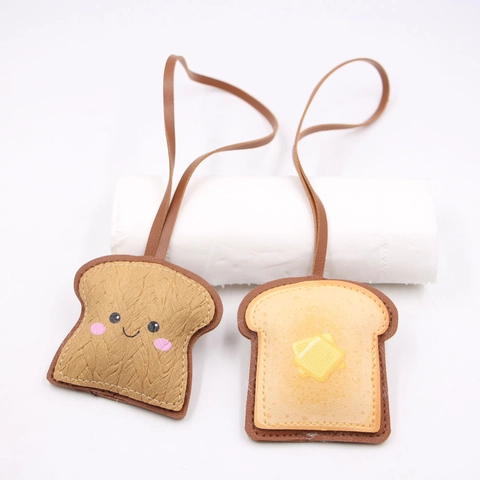 Ciondolo per Borsa in Pelle PU a Forma di Pane Tostato Creativo con Cordino per Zaino Accessori per Borse Donna Regalo