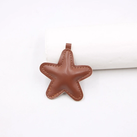 DIY 3D Padded Star Artificial Leather Bag Charm Pendant Clothing Lanyard Accessories Stitched Star Shape Decor