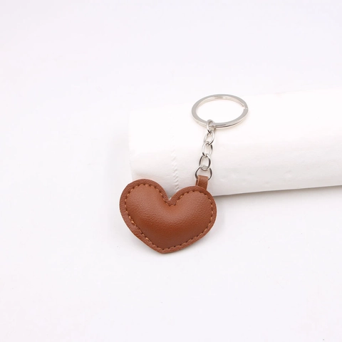 Portachiavi in Pelle PU a Forma di Cuore per Donna Ciondolo per Borsa Artigianale con Cuciture Anello in Lega Pendente