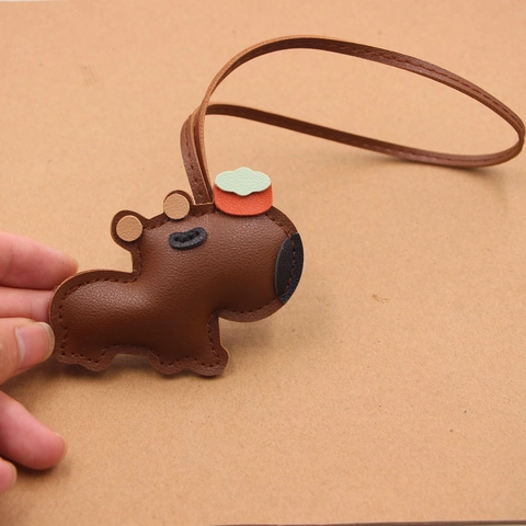 Ciondolo per Borsa in Pelle Artificiale Capibara Carino Pendente Animale Maiale d'Acqua Accessorio da Appendere per Zaino Borsa Donna Ragazza Portachiavi alla Moda
