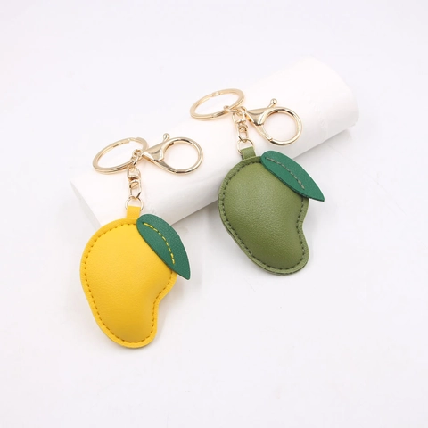 Portachiavi in Pelle Artificiale a Forma di Frutto di Mango Con Chiusura in Metallo Dorato per Decorazione Borse Regalo Donna Uomo