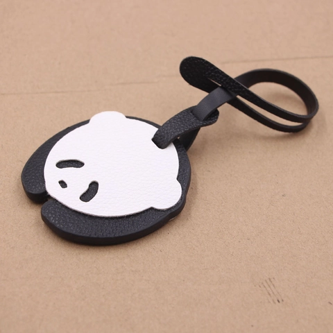 Cute Panda Shape Synthetic Leather Bag Charm Cartoon Animal Luggage Tag With Adjustable Strap For Handbag Backpack Decor