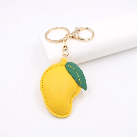 Portachiavi in Pelle Artificiale a Forma di Frutto di Mango Con Chiusura in Metallo Dorato per Decorazione Borse Regalo Donna Uomo
