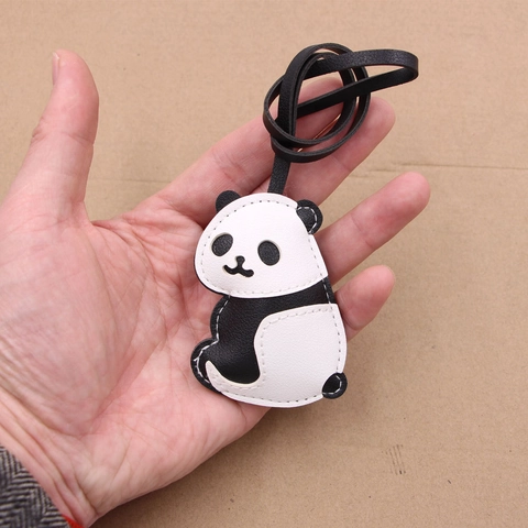 Cute Giant Panda Synthetic Leather Bag Charm Cartoon Animal Shape Pendant For Handbag Backpack Key Ring Decoration Gift Accessories