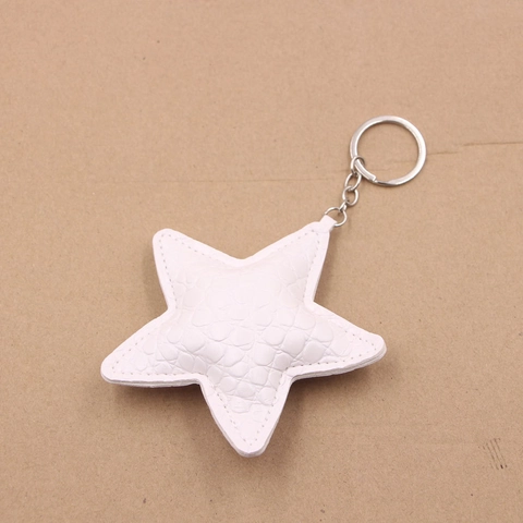 Krokodilmuster Stern Schlüsselanhänger Weiß PU Leder Pentagramm Tasche Anhänger Für Damen Mode Zubehör Metallring Anhänger