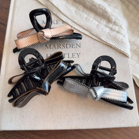 Vintage PU Leder Schleife Haarklammer Für Damen Mode Glänzende Große Haarchip Haarschmuck Für Tägliches Styling Geschenk