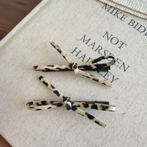 Barrettes Cheveux Nœud Imprimé Léopard Style Coréen Vintage Fait à la Main Alliage Cuir Synthétique pour Femmes Filles Quotidien