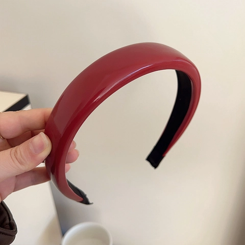 Vintage Ancora Rote PU Leder Haarreif Für Damen Glänzendes Gepaust Schwamm Kopfschmuck Retro Haarschmuck