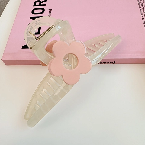 Elegant Large Flower Hair Claw Clip Acrylic Jelly Color Shark Clip For Women Fashion Minimalist Korean Style Non-slip Hair Catch